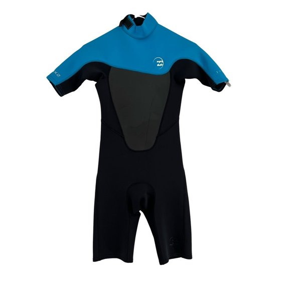 Billabong Youth Short Sleeve Shorty Wetsuit Size 12 Black/Blue 2-2 Foil AX2